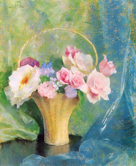 Hills, Laura Coombs Basket of Flowers oil painting image
